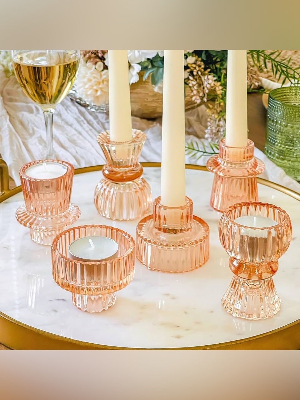 Glass Candle Holders Set